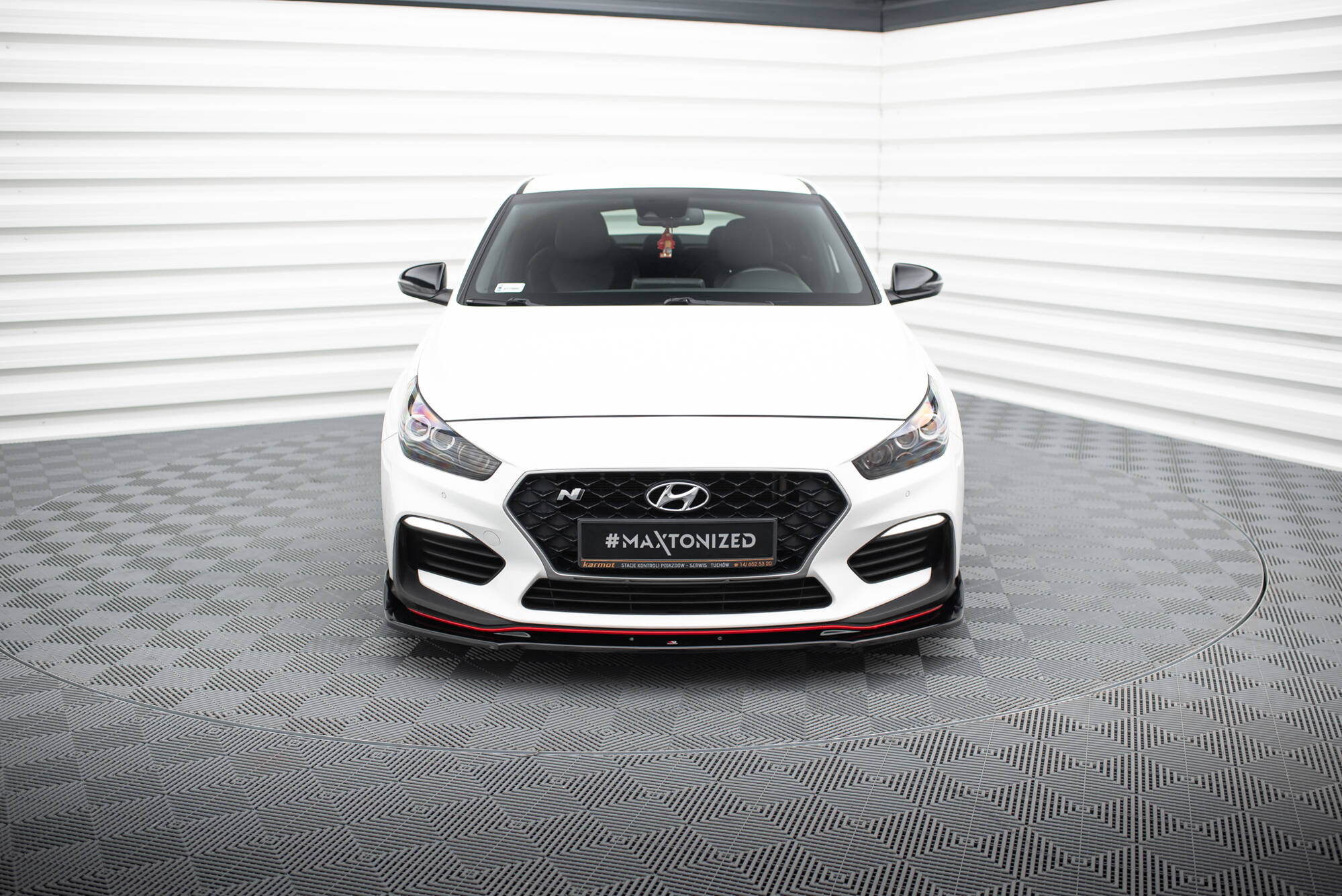 Maxton Design Street+ Spoilerlippe Front Ansatz V.3 passend für Hyundai I30 N Mk3 Hatchback/ Fastback schwarz Hochglanz