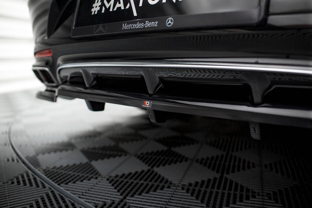 Maxton Design Street+ Mittlerer Diffusor RACE passend für Mercedes-Benz S Coupe AMG-Line C217 Facelift schwarz Hochglanz