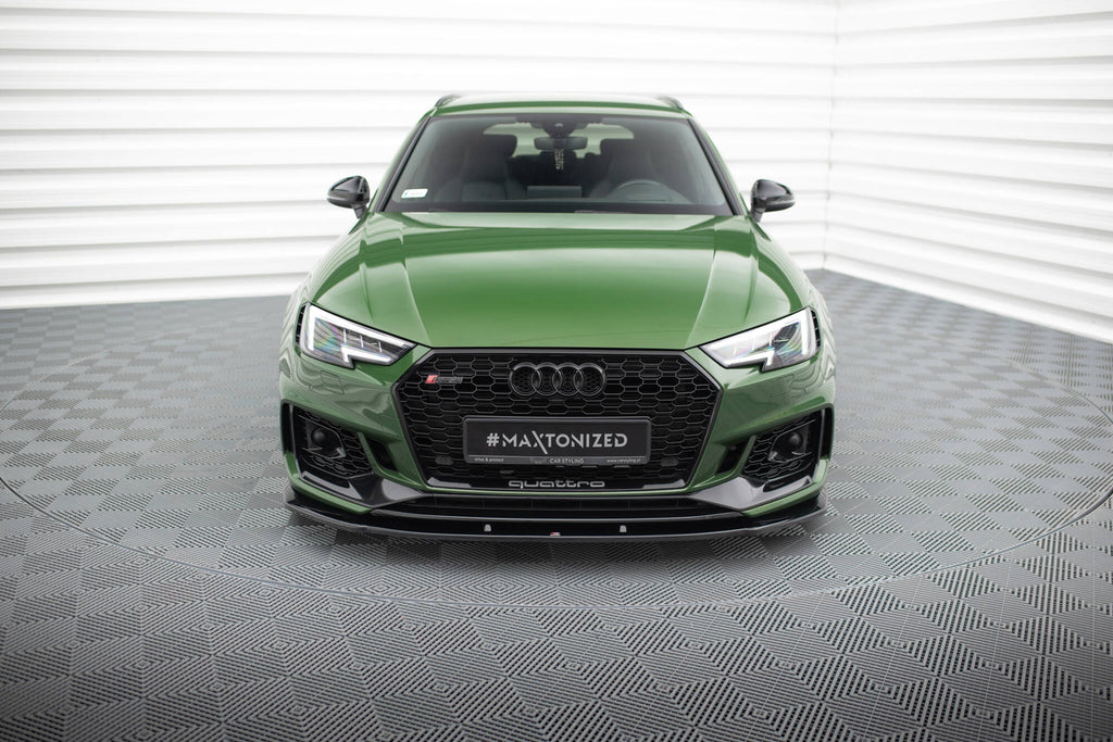 Maxton Design Street+ Spoilerlippe Front Ansatz V.1 passend für Audi RS4 B9 schwarz Hochglanz
