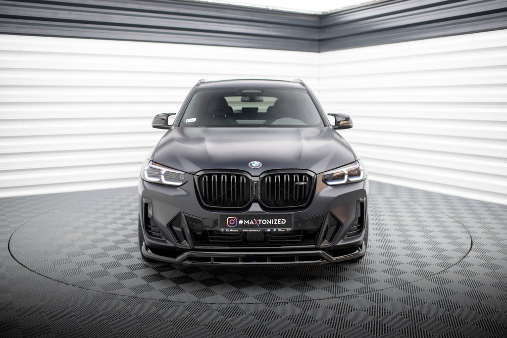 Maxton Design Street+ Spoilerlippe Front Ansatz passend für BMW X3 M-Paket G01 Facelift / iX3 M-Paket G08 Facelift schwarz Hochglanz