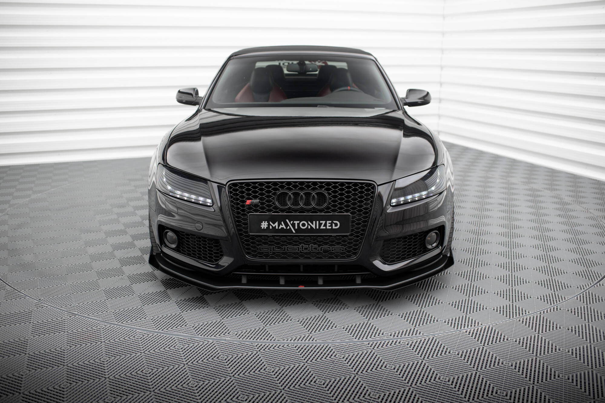 Maxton Design Street Pro Street+ Spoilerlippe Front Ansatz + Flaps passend für Audi S5 / A5 S-Line 8T schwarz Hochglanz