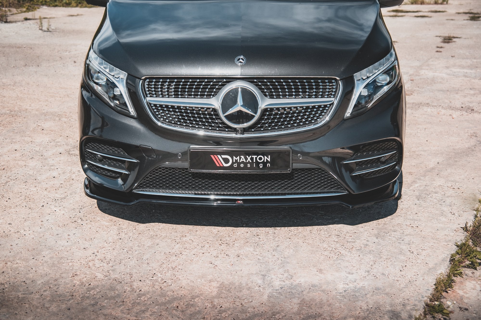 Maxton Design Street+ Spoilerlippe Front Ansatz V.4 passend für Mercedes-Benz V-Klasse AMG-Line W447 schwarz Hochglanz