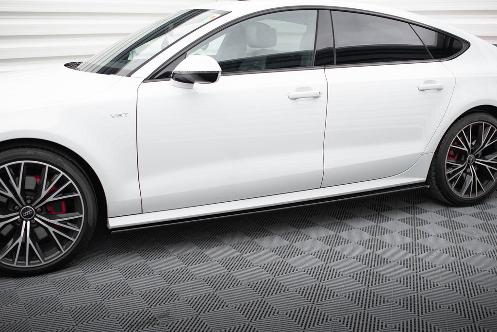 Maxton Design Street+ Seitenschweller Leisten passend für Audi S7 / A7 S-Line C7 FL schwarz Hochglanz