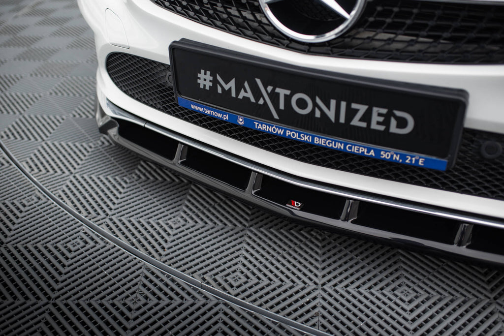 Maxton Design Street+ Spoilerlippe Front Ansatz passend für Mercedes-Benz CLA C117 Facelift schwarz Hochglanz