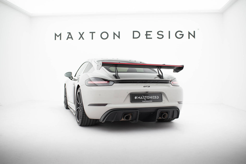 Maxton Design Carbon Spoiler With Upper Swan Mounting V.2 + LED Porsche 718 Cayman 982c für Porsche Cayman 982c