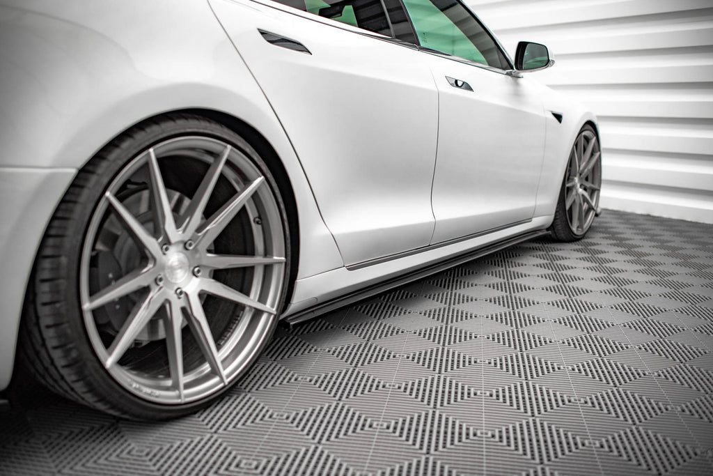 Maxton Design Street+ Seitenschweller Leisten passend für Tesla Model S Facelift schwarz Hochglanz