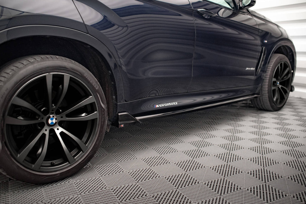 Maxton Design Seitenschweller Ansatz für V.2 für BMW X6 M-Paket F16 Carbon Look