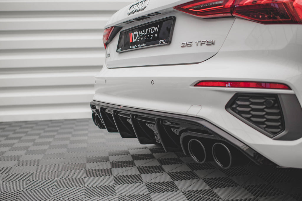 Maxton Design Diffusor Heck Ansatz + Endrohre passend für Audi A3 S-Line Sportback 8Y