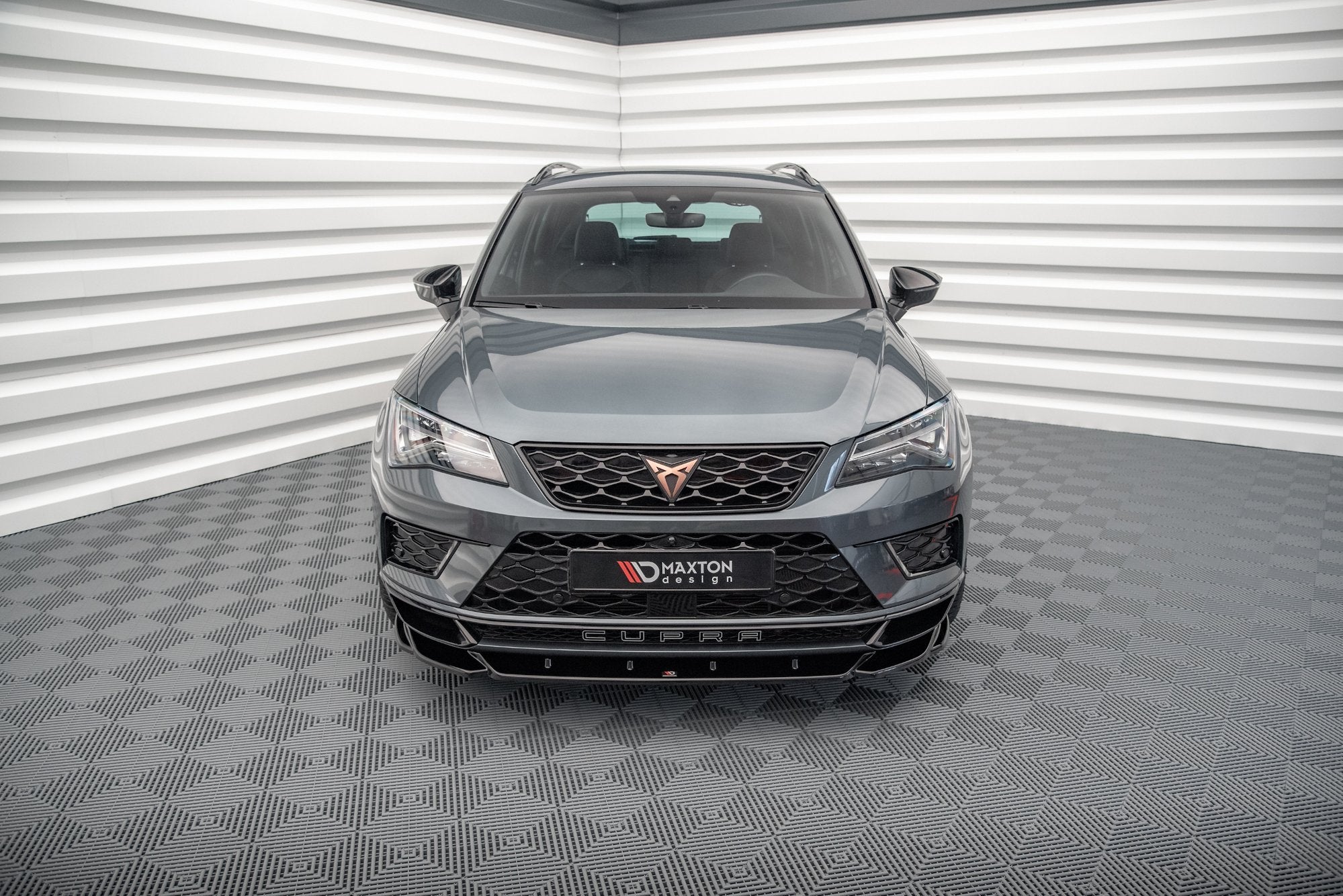 Maxton Design Street+ Spoilerlippe Front Ansatz V.2 passend für Cupra Ateca Mk1 schwarz Hochglanz