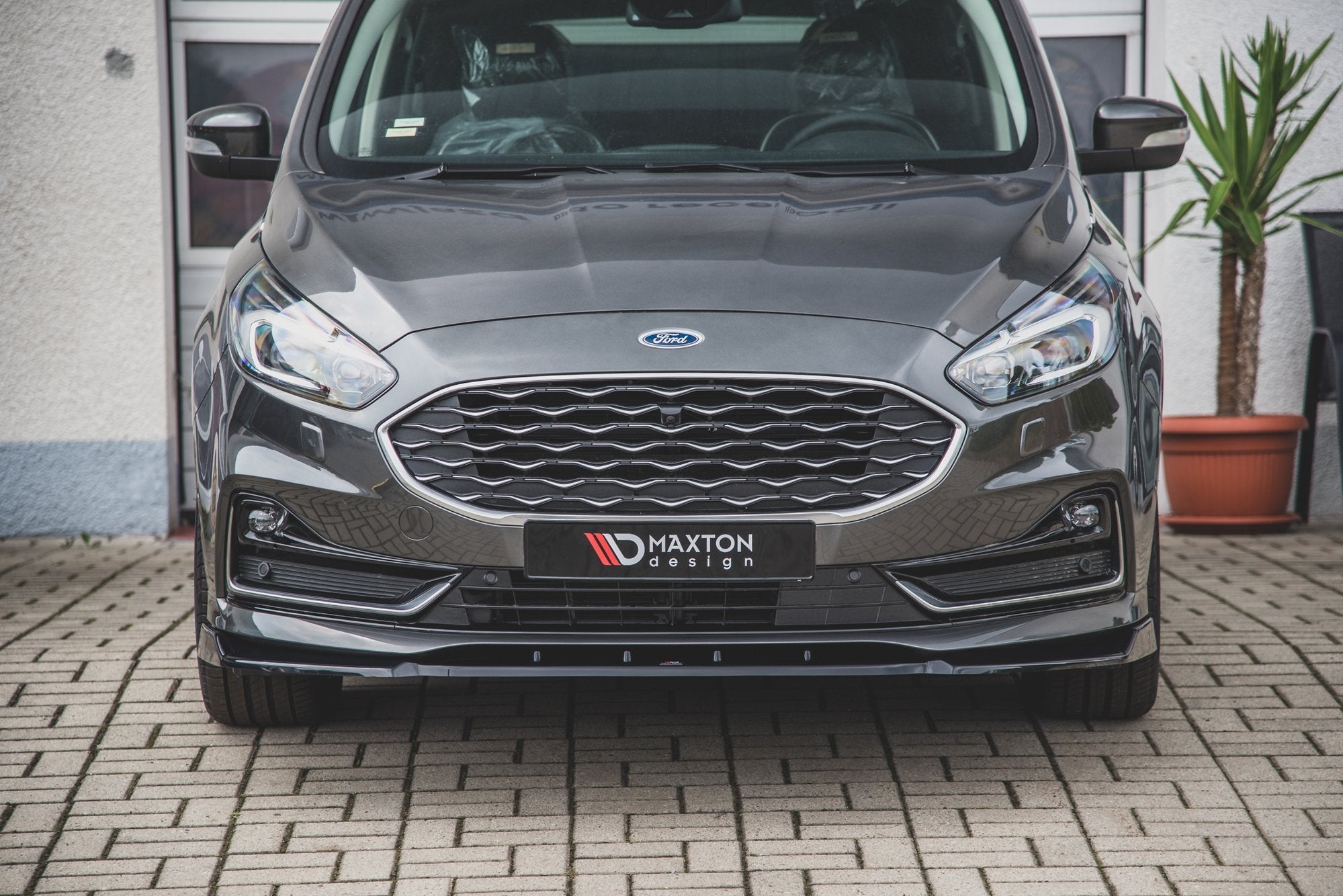 Maxton Design Street+ Spoilerlippe Front Ansatz passend für Ford S-Max Mk2 Facelift schwarz Hochglanz