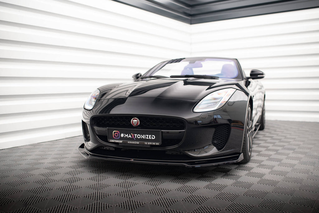 Maxton Design Street+ Spoilerlippe Front Ansatz V.2 passend für Jaguar F-Type X152 Facelift schwarz Hochglanz