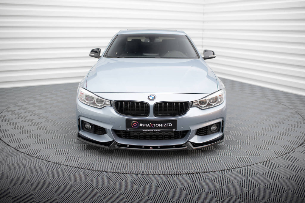 Maxton Design Street+ Spoilerlippe Front Ansatz V.4 passend für BMW 4er Coupe / Gran Coupe / Cabrio M-Paket F32 / F36 / F33 schwarz Hochglanz