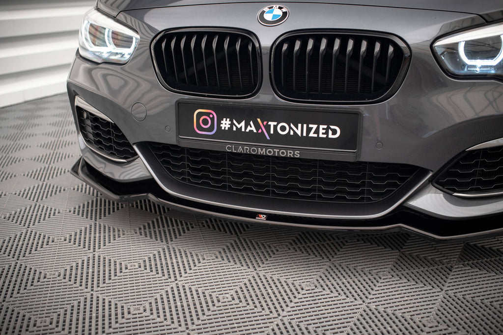Maxton Design Street+ Spoilerlippe Front Ansatz V.2 passend für BMW 1er F20/F21 M-Power schwarz Hochglanz