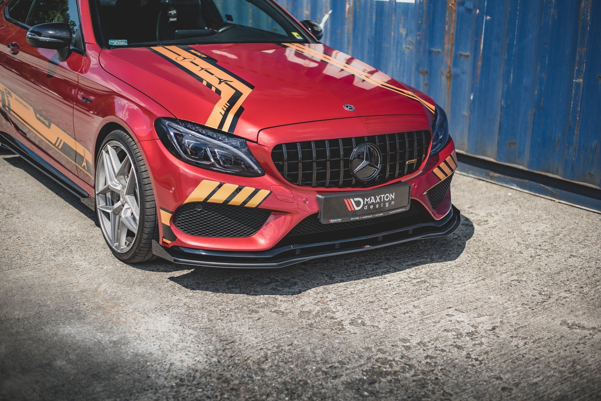 Maxton Design Street Pro Street+ Spoilerlippe Front Ansatz passend für + Flaps passend für Mercedes-AMG C43 / AMG-Line Coupe C205 schwarz Hochglanz