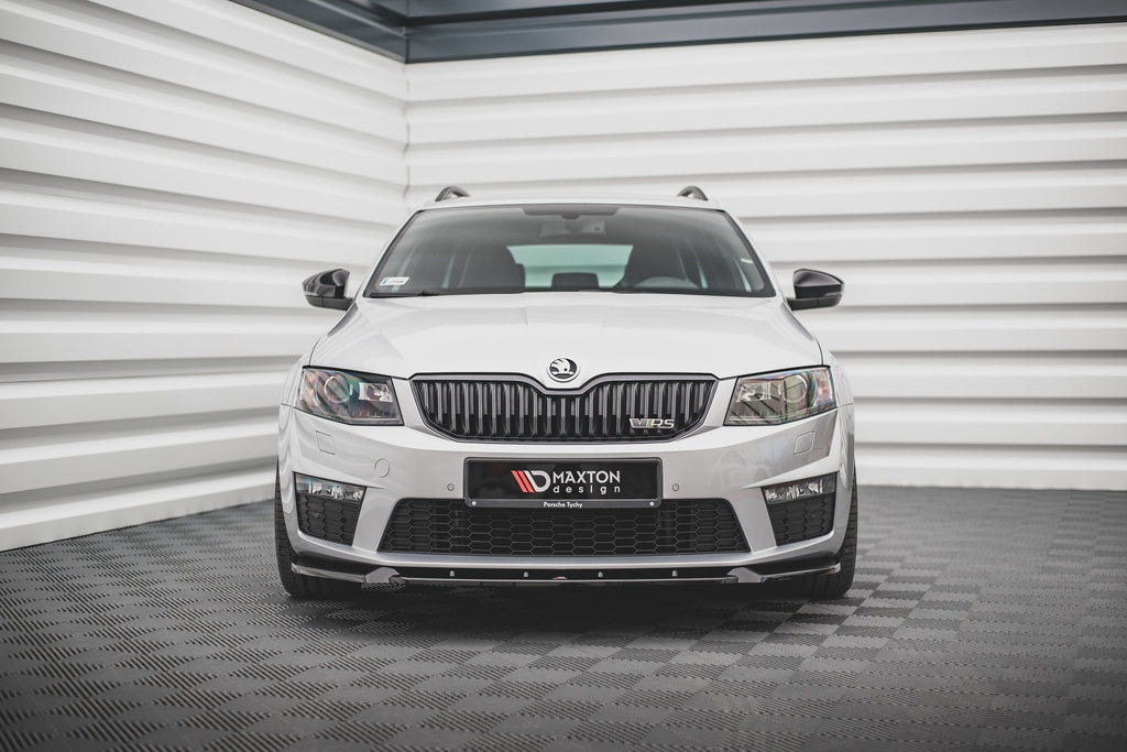 Maxton Design Street+ Spoilerlippe Front Ansatz V.3 passend für Skoda Octavia RS Mk3 schwarz Hochglanz