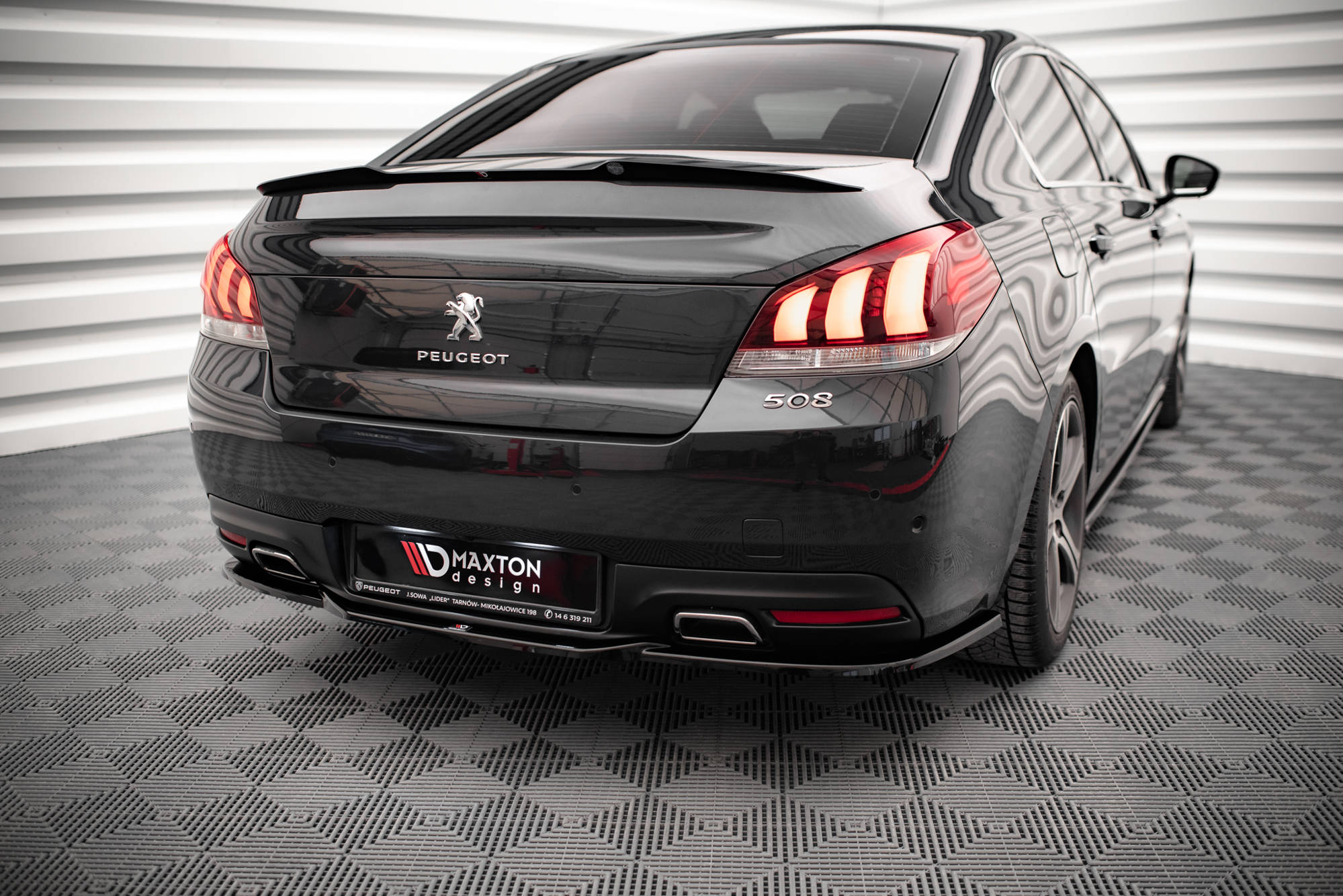 Maxton Design Mittlerer Diffusor Heck Ansatz für Peugeot 508 GT Mk1 Facelift schwarz matt