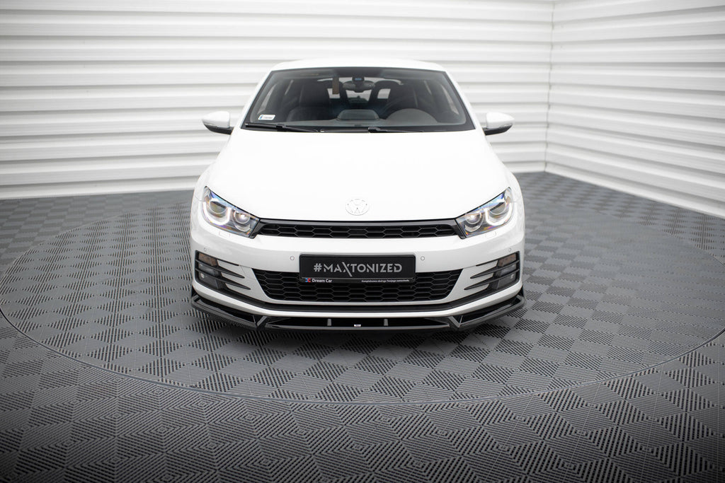 Maxton Design Street+ Spoilerlippe Front Ansatz V.2 passend für VW Scirocco Mk3 Facelift schwarz Hochglanz