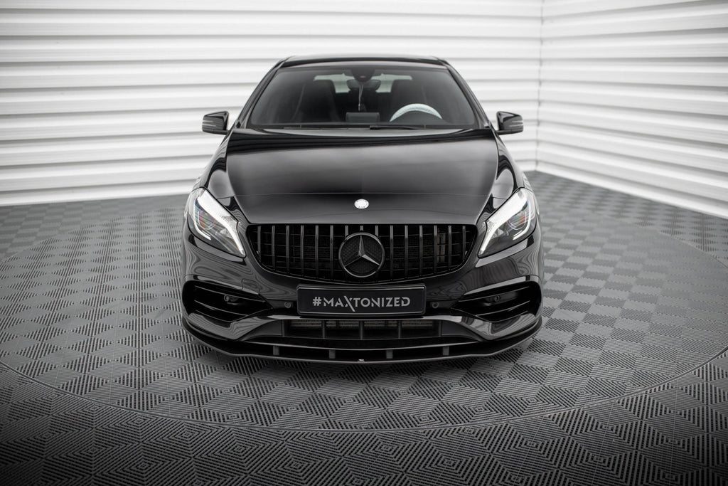 Maxton Design Street Pro Street+ Spoilerlippe Front Ansatz passend für Mercedes-Benz A AMG-Line W176 Facelift