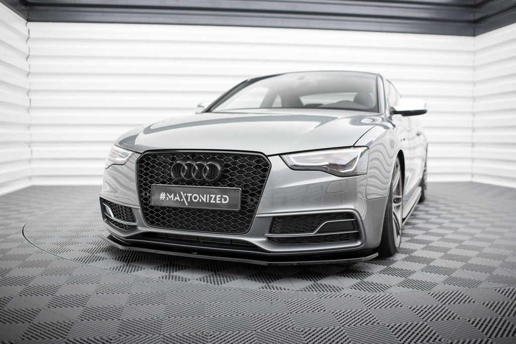 Maxton Design Street+ Spoilerlippe Front Ansatz V.2 passend für Audi S5 / A5 S-Line 8T Facelift schwarz Hochglanz