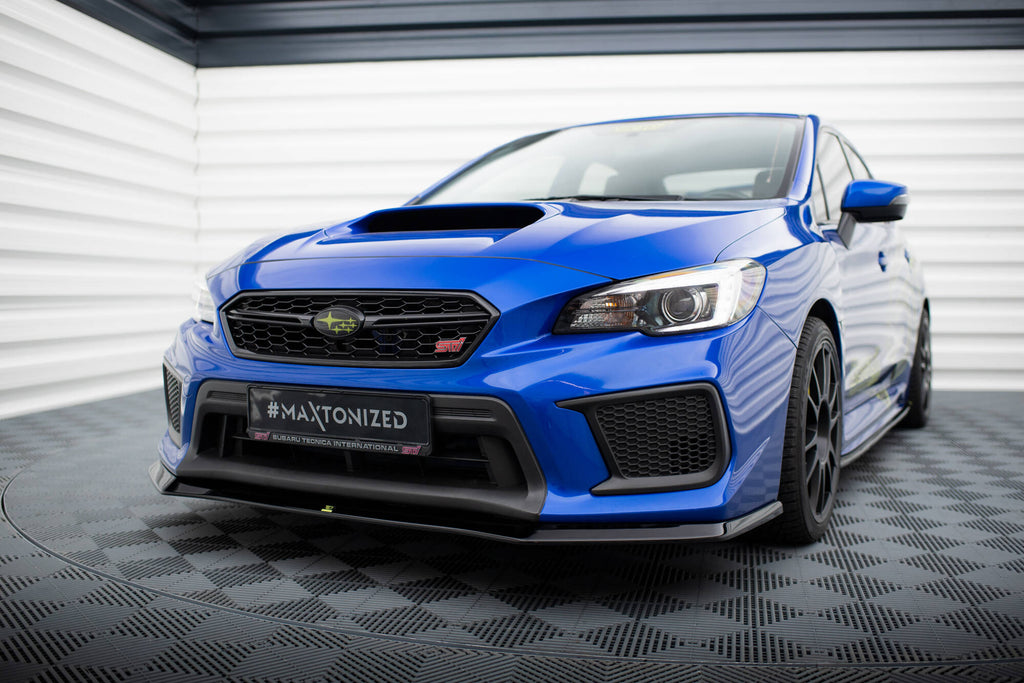 Maxton Design Street+ Spoilerlippe Front Ansatz V.1 passend für Subaru WRX STI Mk1 Facelift schwarz Hochglanz