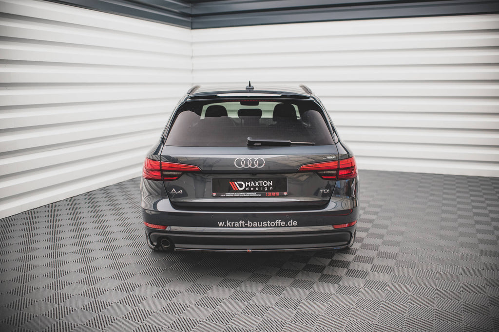 Maxton Design Heck Ansatz Flaps Diffusor passend für Audi A4 B9 schwarz Hochglanz