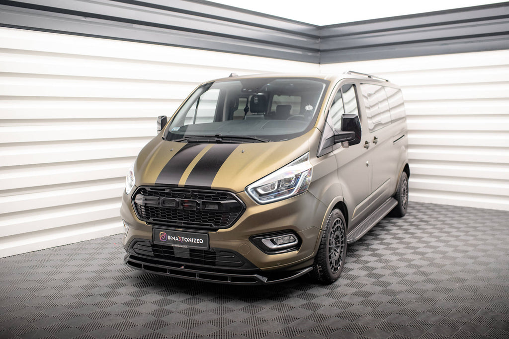 Maxton Design Street+ Spoilerlippe Front Ansatz V.2 passend für Ford Transit Custom Mk1 Facelift / Tourneo Custom Mk1 Facelift schwarz Hochglanz