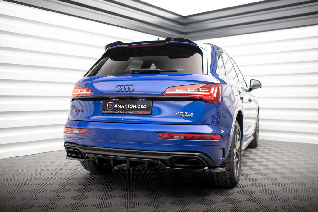 Maxton Design Street+ Mittlerer Diffusor RACE passend für Audi Q5 S-Line SUV Mk2 Facelift schwarz Hochglanz