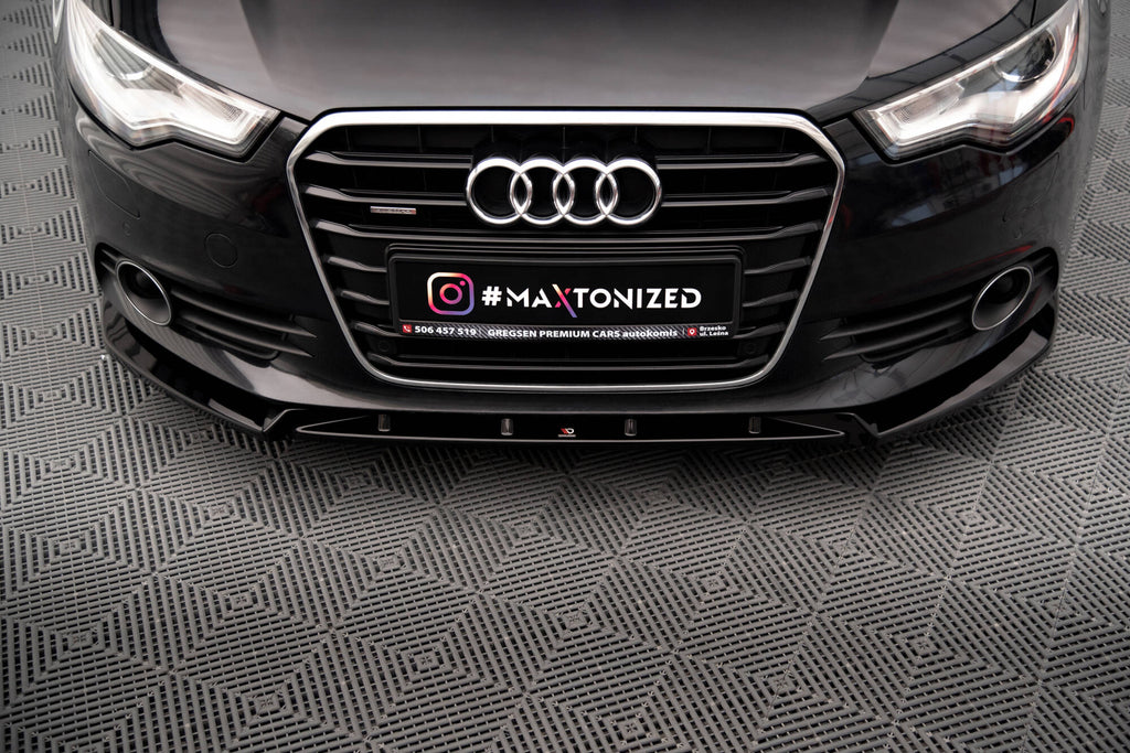 Maxton Design Street+ Spoilerlippe Front Ansatz V.2 passend für Audi A6 C7 schwarz Hochglanz