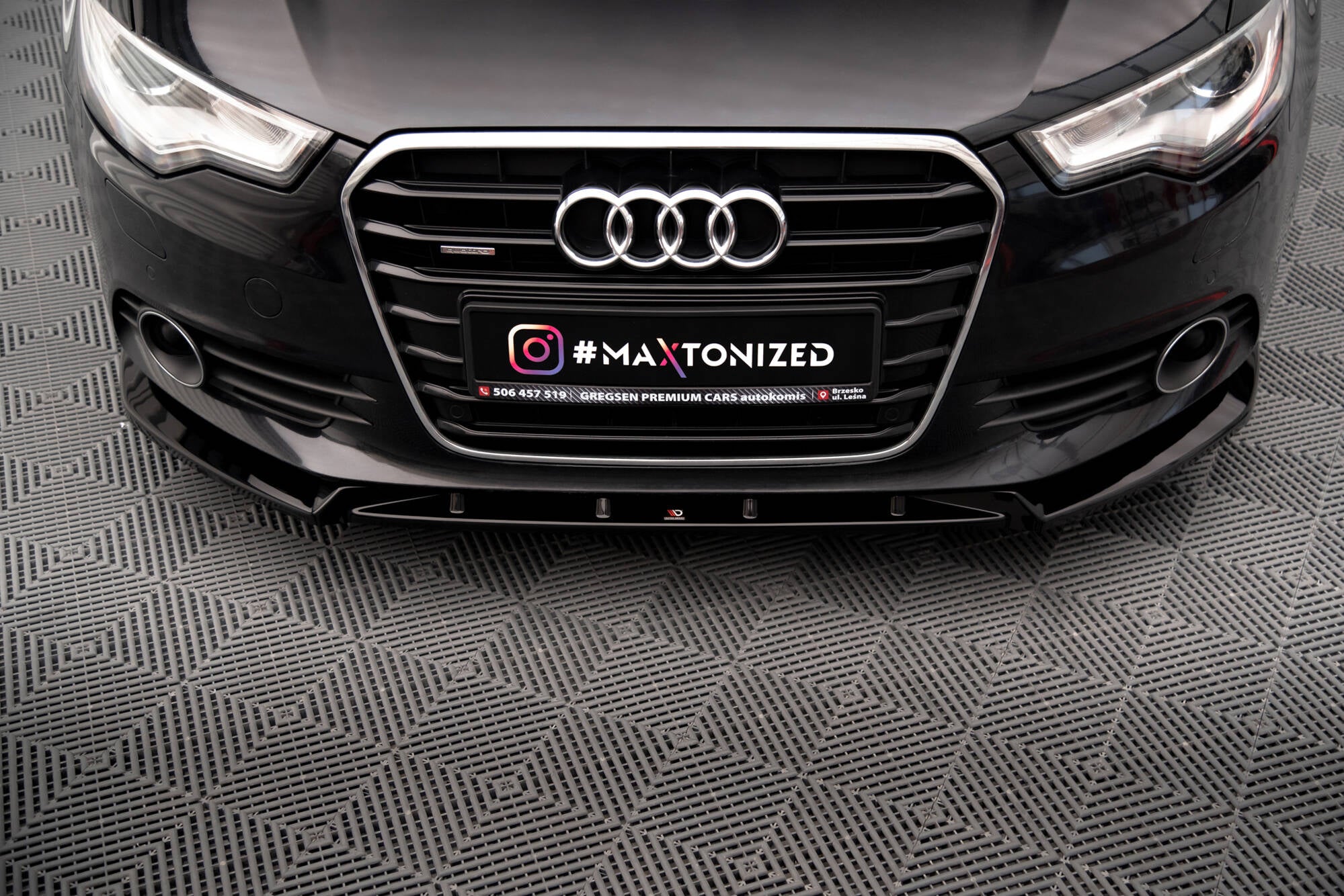 Maxton Design Street+ Spoilerlippe Front Ansatz V.2 passend für Audi A6 C7 schwarz Hochglanz