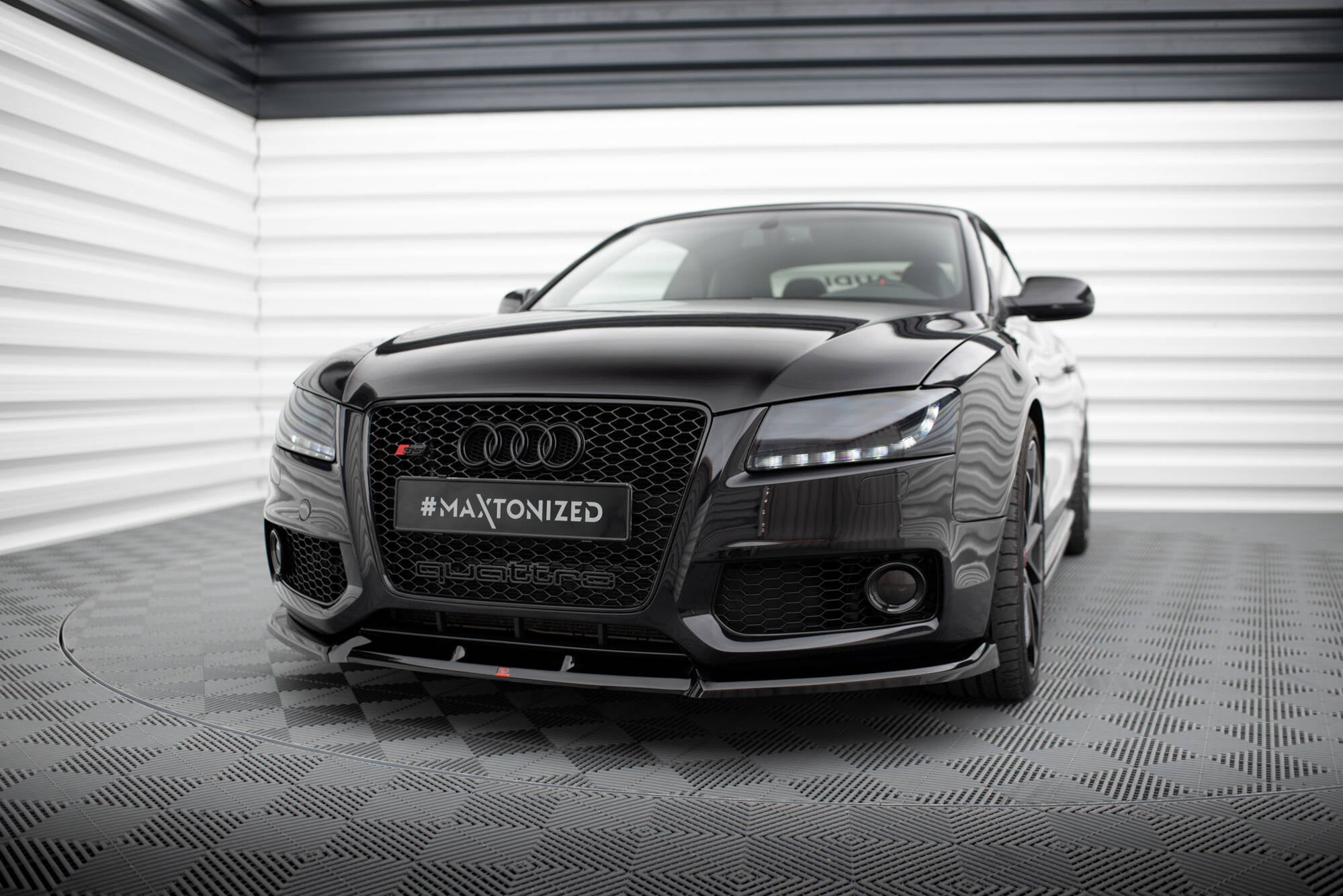 Maxton Design Street+ Spoilerlippe Front Ansatz V.2 passend für Audi S5 / A5 S-Line 8T schwarz Hochglanz