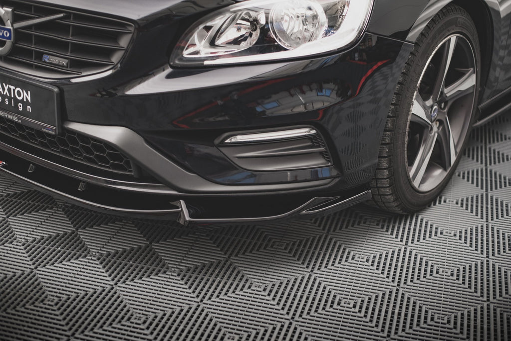 Maxton Design Street+ Spoilerlippe Front Ansatz V.1 passend für Volvo S60 R-Design Mk2 Facelift schwarz Hochglanz