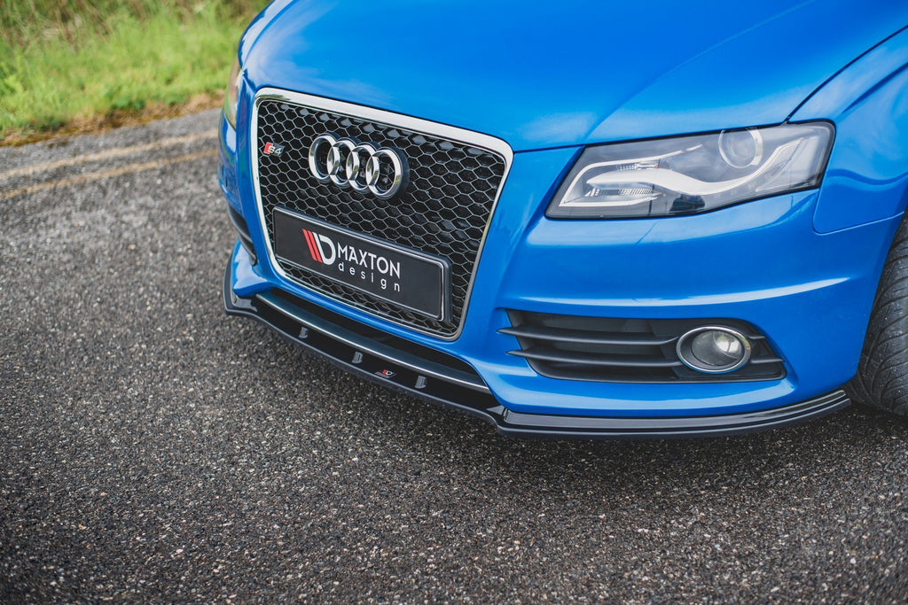 Maxton Design Street+ Spoilerlippe Front Ansatz V.1 passend für Audi S4 / A4 S-Line B8 schwarz Hochglanz