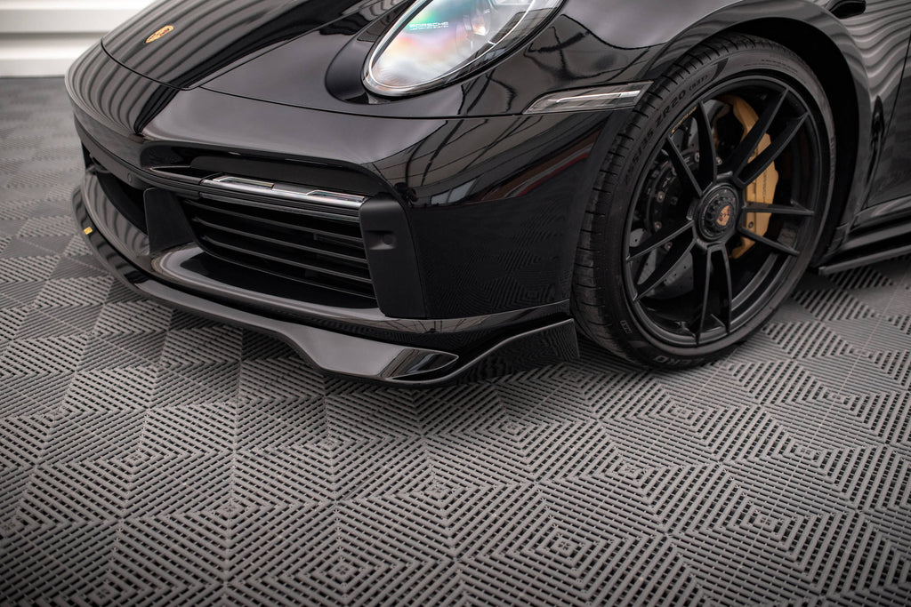 Maxton Design Street+ Spoilerlippe Front Ansatz passend für Porsche 911 Turbo S 992 schwarz Hochglanz