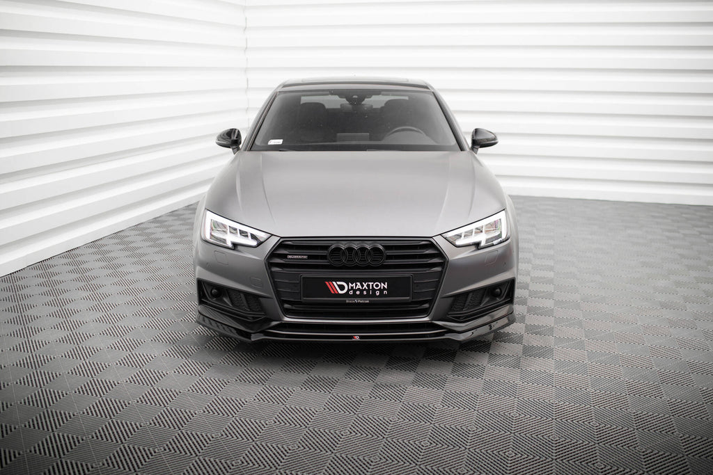 Maxton Design Street+ Spoilerlippe Front Ansatz V.4 passend für Audi S4 / A4 S-Line B9 schwarz Hochglanz