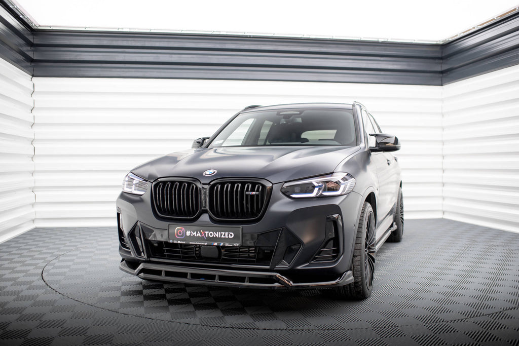 Maxton Design Street+ Spoilerlippe Front Ansatz passend für BMW X3 M-Paket G01 Facelift / iX3 M-Paket G08 Facelift schwarz Hochglanz