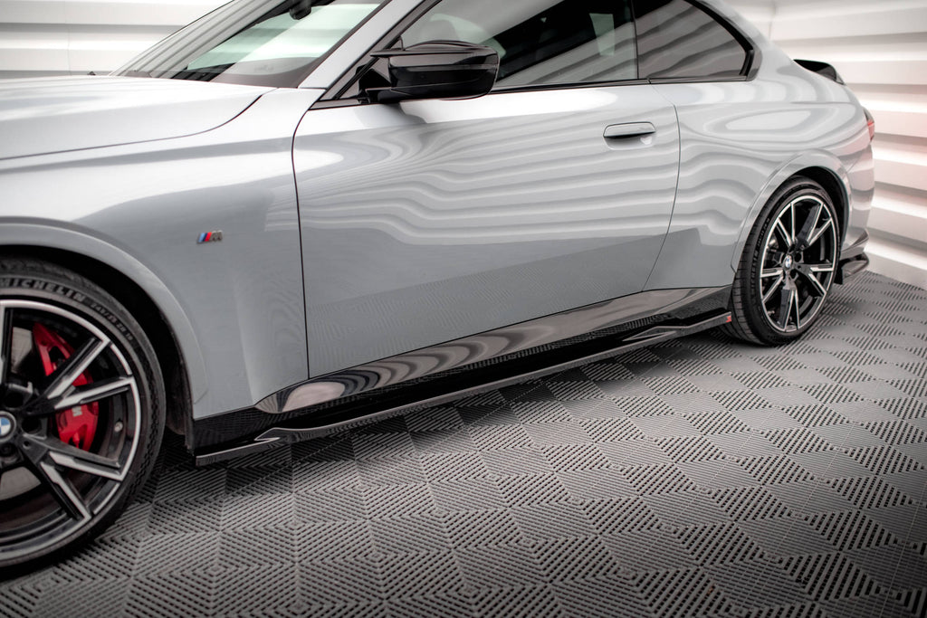 Maxton Design Street+ Seitenschweller Leisten V.2 passend für BMW 2 Coupe M-Paket / M240i G42 schwarz Hochglanz