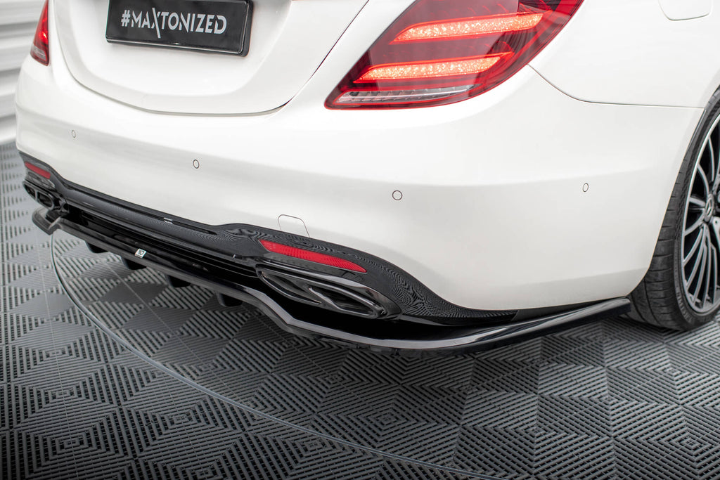 Maxton Design Street+ Mittlerer Diffusor RACE passend für Mercedes-Benz S AMG-Line W222 Facelift schwarz Hochglanz