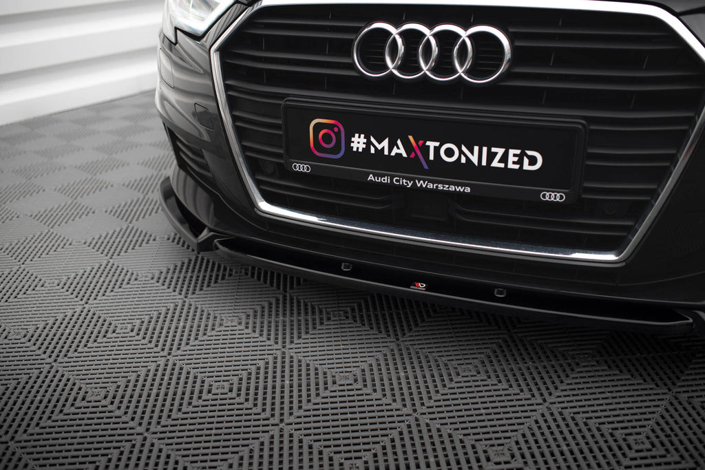 Maxton Design Street+ Spoilerlippe Front Ansatz V.1 passend für Audi A3 Sportback 8V Facelift schwarz Hochglanz