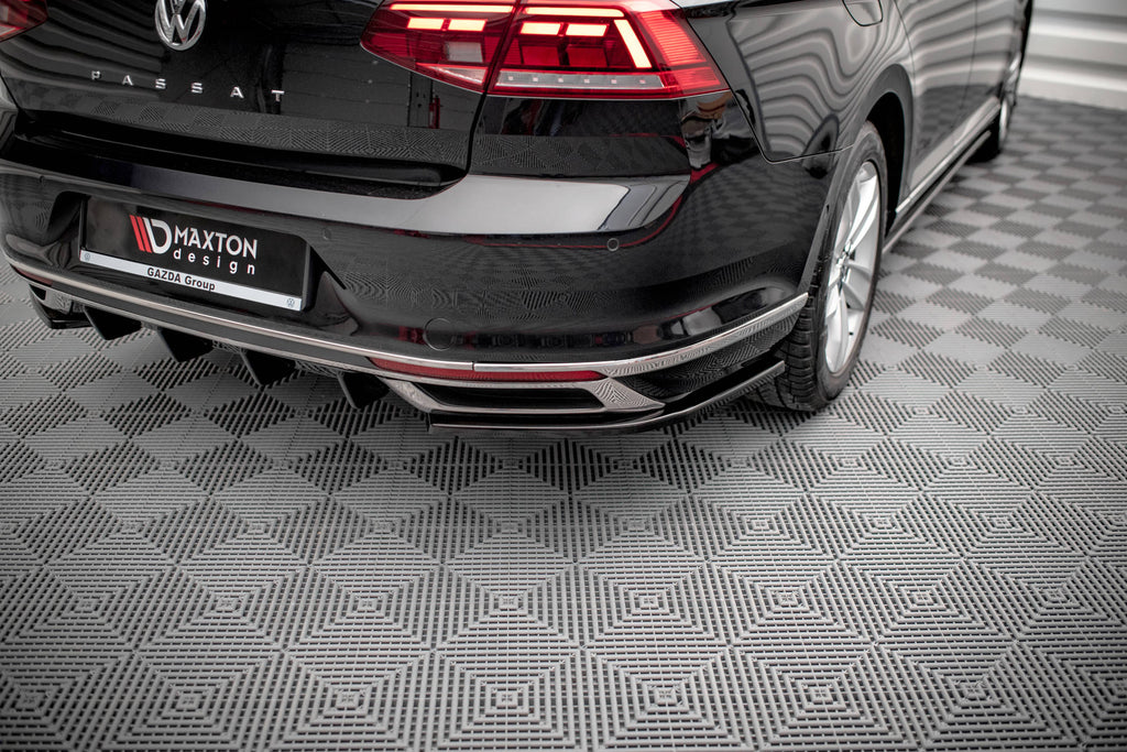 Maxton Design Heck Ansatz Flaps Diffusor passend für VW Passat B8 Facelift schwarz Hochglanz