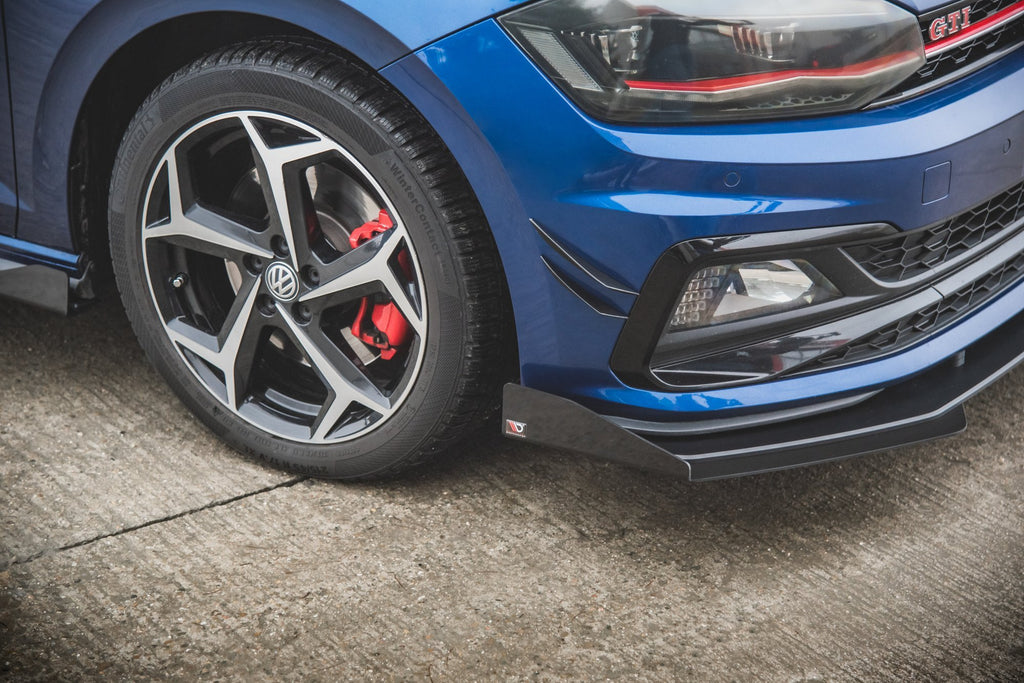 Maxton Design Street Pro Street+ Spoilerlippe Front Ansatz passend für + Flaps passend für VW Polo GTI Mk6 schwarz Hochglanz