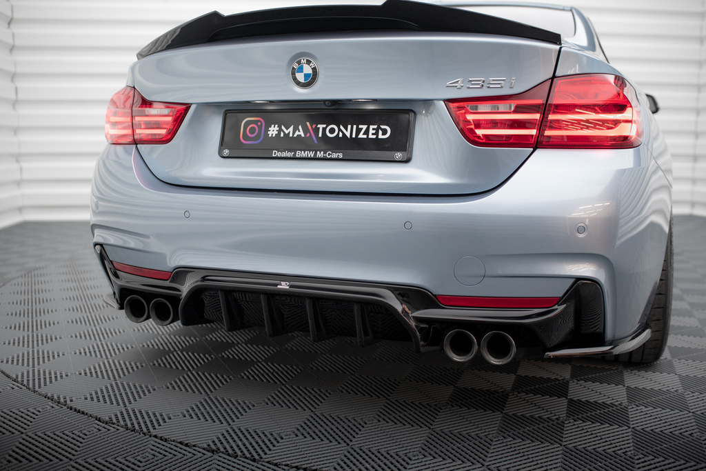 Maxton Design Diffusor Heck Ansatz passend für BMW 4er Coupe / Gran Coupe / Cabrio M-Paket F32 / F36 / F33 (Doppelauspuff li. re.)