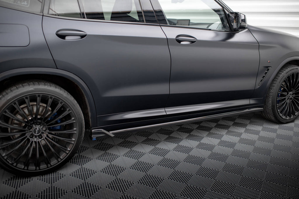 Maxton Design Street+ Seitenschweller Leisten passend für BMW X3 M-Paket G01 Facelift schwarz Hochglanz