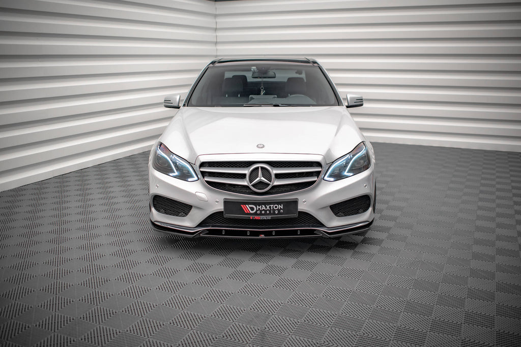 Maxton Design Street+ Spoilerlippe Front Ansatz V.2 passend für Mercedes-Benz E AMG-Line Limousine W212 Facelift schwarz Hochglanz