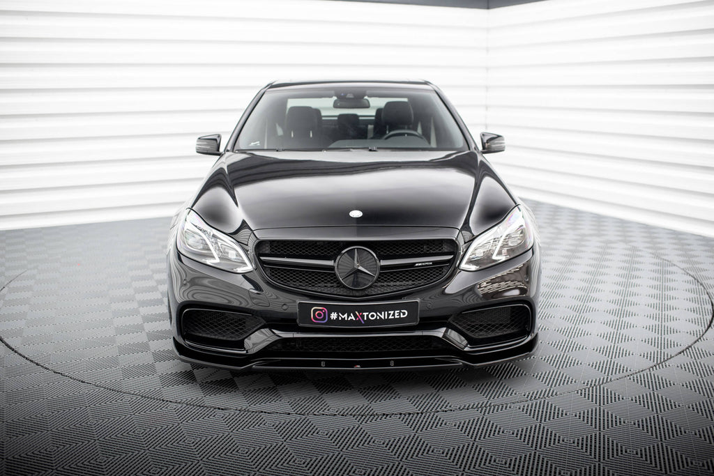 Maxton Design Street+ Spoilerlippe Front Ansatz passend für Mercedes-Benz E63 AMG Limousine W212 Facelift schwarz Hochglanz