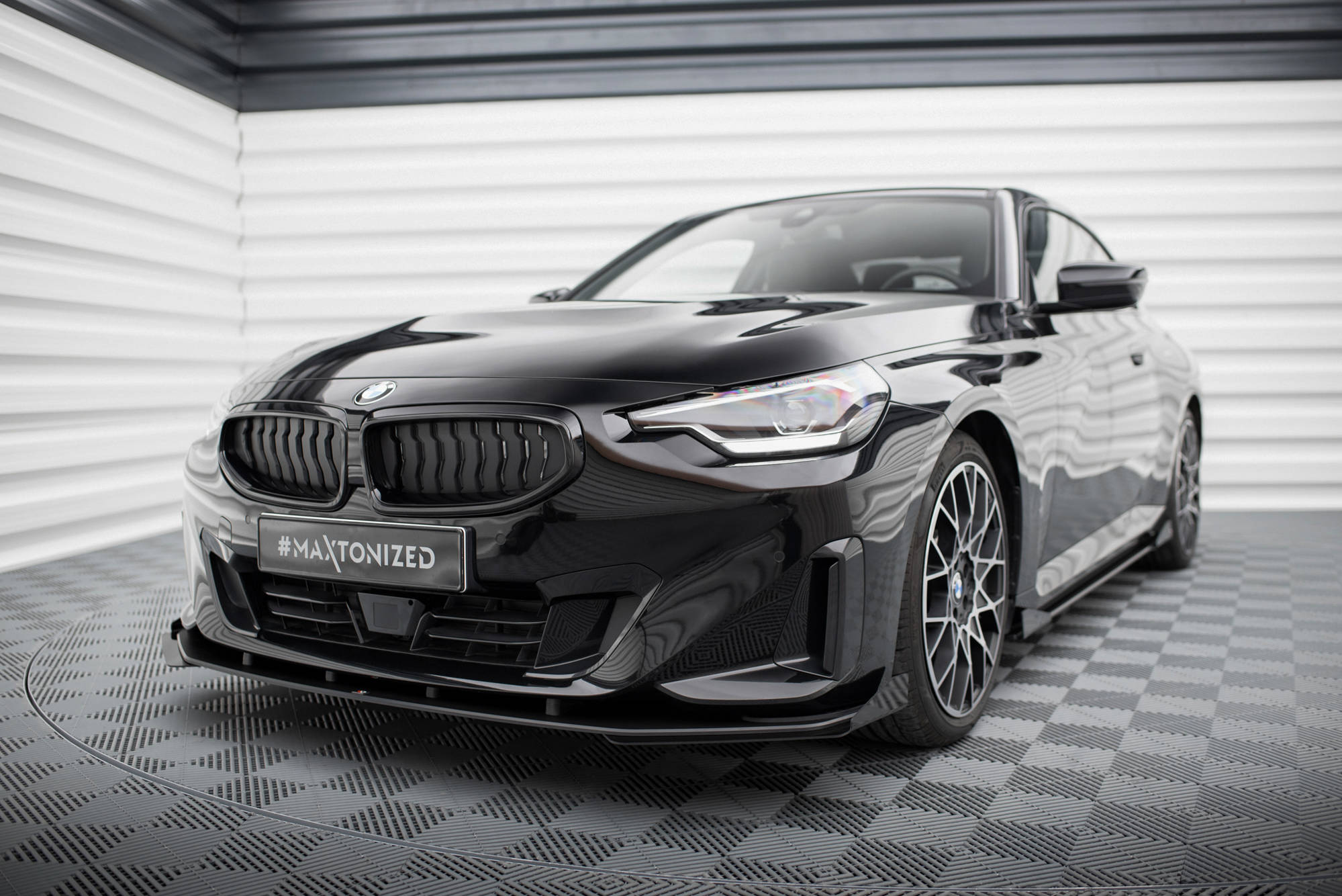 Maxton Design Street Pro Street+ Spoilerlippe Front Ansatz + Flaps passend für BMW 2 Coupe G42 schwarz Hochglanz