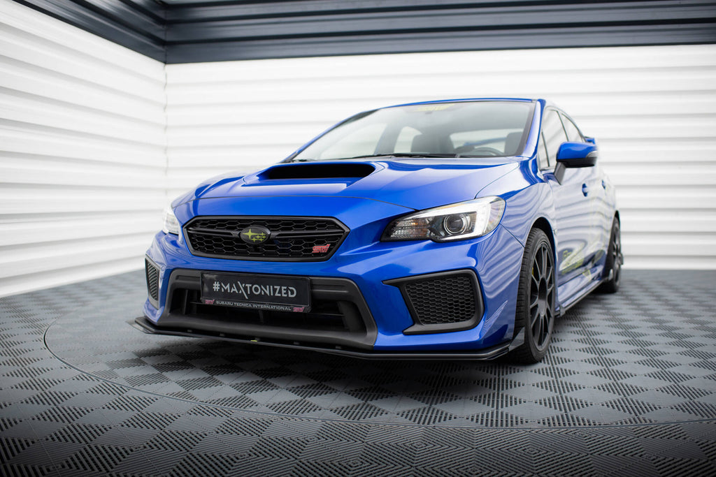 Maxton Design Street Pro Street+ Spoilerlippe Front Ansatz + Flaps passend für Subaru WRX STI Mk1 Facelift schwarz Hochglanz