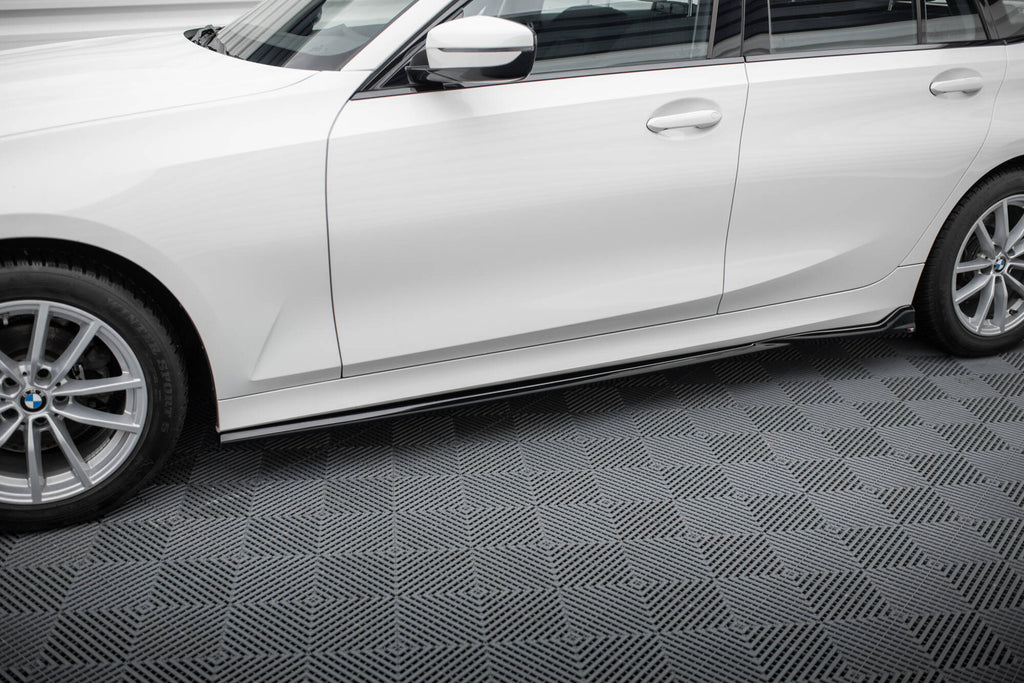 Maxton Design Street+ Seitenschweller Leisten passend für BMW 3er Limousine / Touring G20 / G21 Facelift schwarz Hochglanz