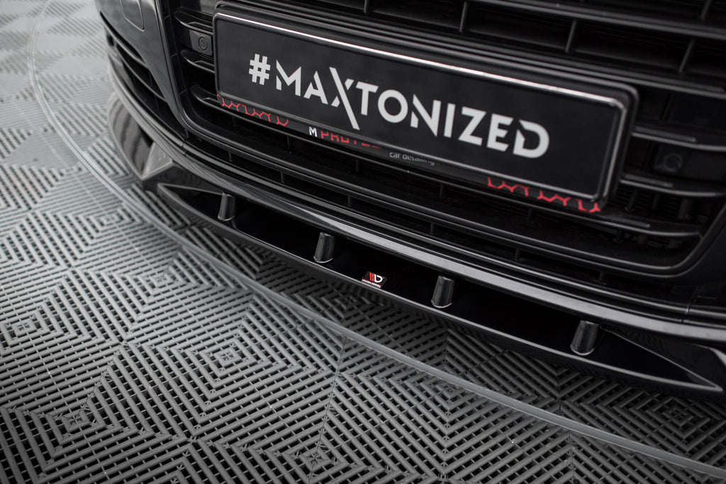 Maxton Design Street+ Spoilerlippe Front Ansatz passend für Audi A8 D4 Facelift schwarz Hochglanz