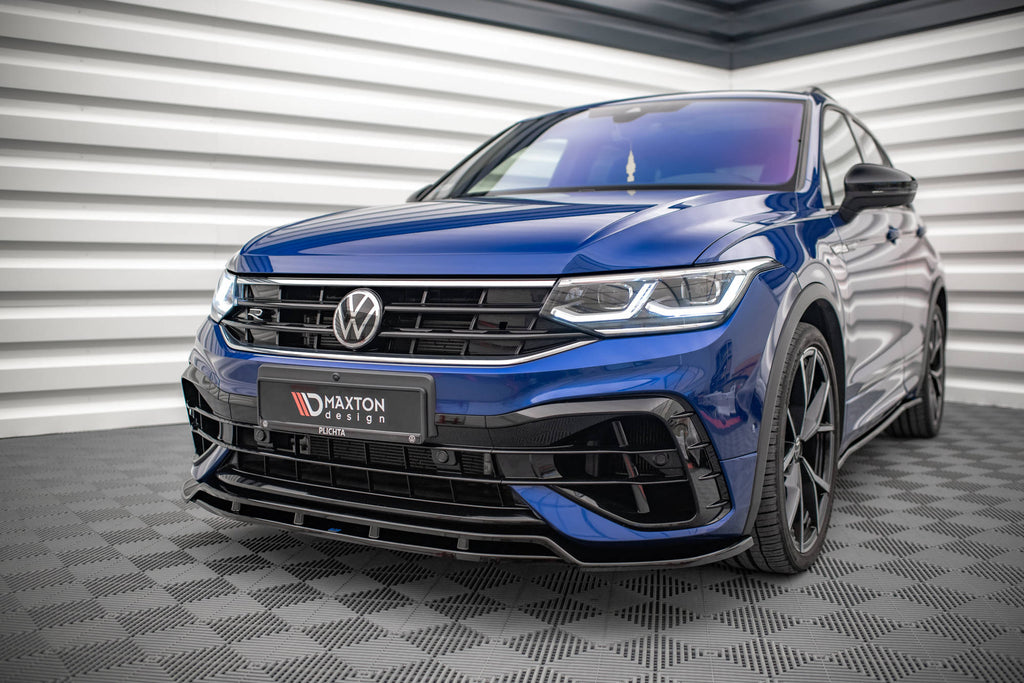 Maxton Design Street+ Spoilerlippe Front Ansatz V.1 passend für VW Tiguan R / R-Line Mk2 Facelift schwarz Hochglanz