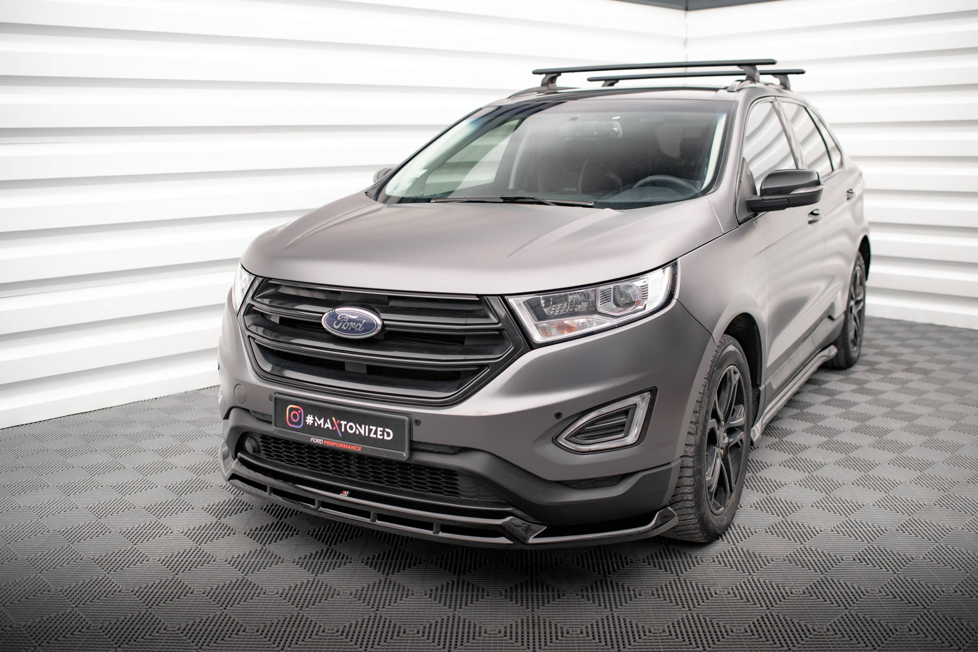 Maxton Design Street+ Spoilerlippe Front Ansatz passend für Ford Edge Mk2 schwarz Hochglanz